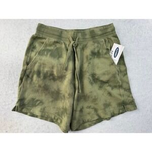 Women's Old Navy Cotton Sweat Shorts SML Olive Green Tie Dye Grunge Hippie‎ NWT